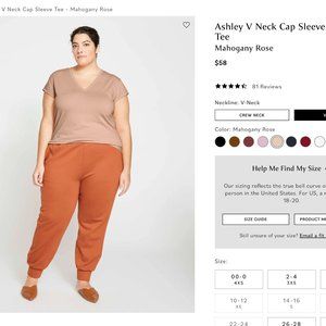 Universal Standard Ashley V Neck T - Mahogany Rose Size S (14-16) New In Package